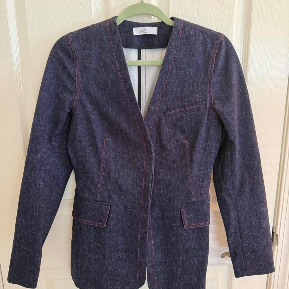 Lela rose pearl collection denim blazer/top